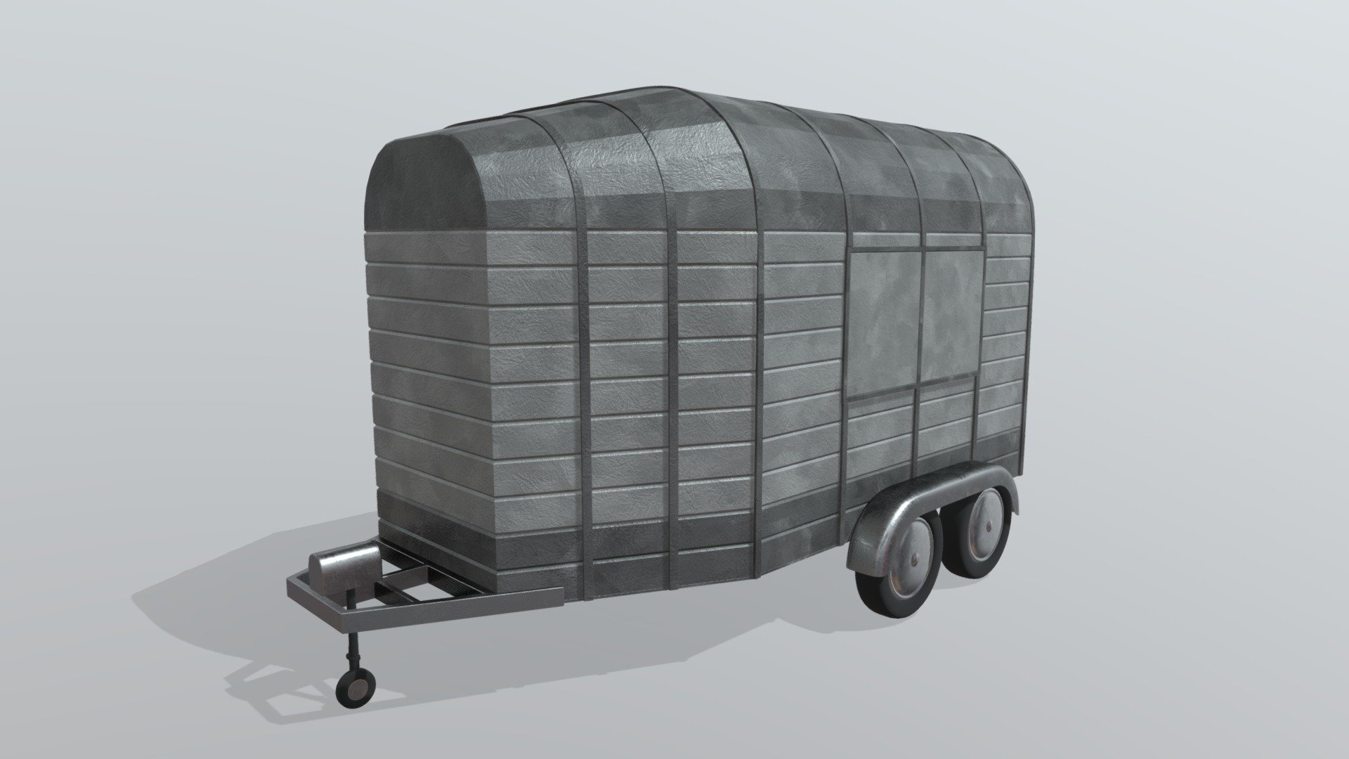 Horsebox in grey and dark grey.  Can also be used as a trailer or a mobile snack van 3d model