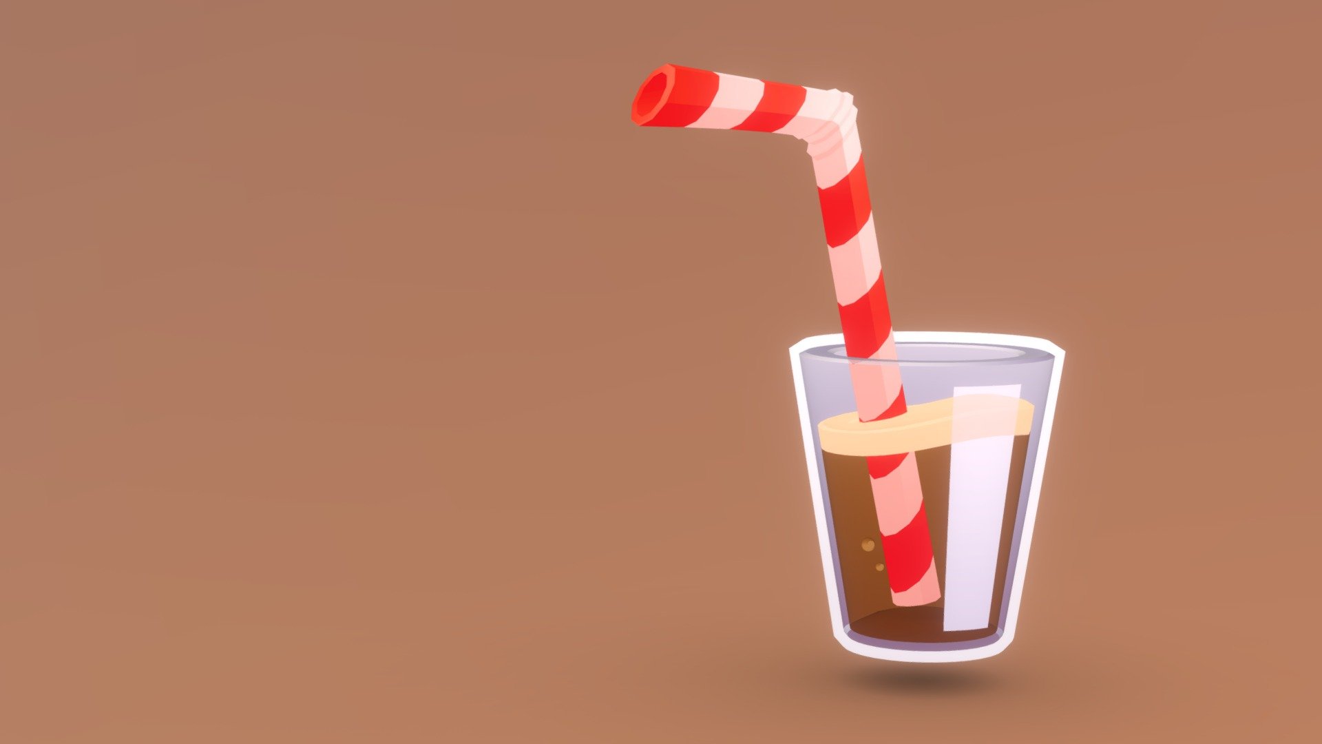 **Low poly cute iced coffee drinks  **

Textured with gradient atlas, so it is performant for mobile games and video games.

There are 2 materials, the glass and the liquid are slightly transparent.

Like a few of my other assets in the same style, it uses a single texture diffuse map and is mapped using only color gradients. 
All gradient textures can be extended and combined to a large atlas 3d model