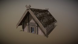 Viking House1 viking, enterable, house, gameready