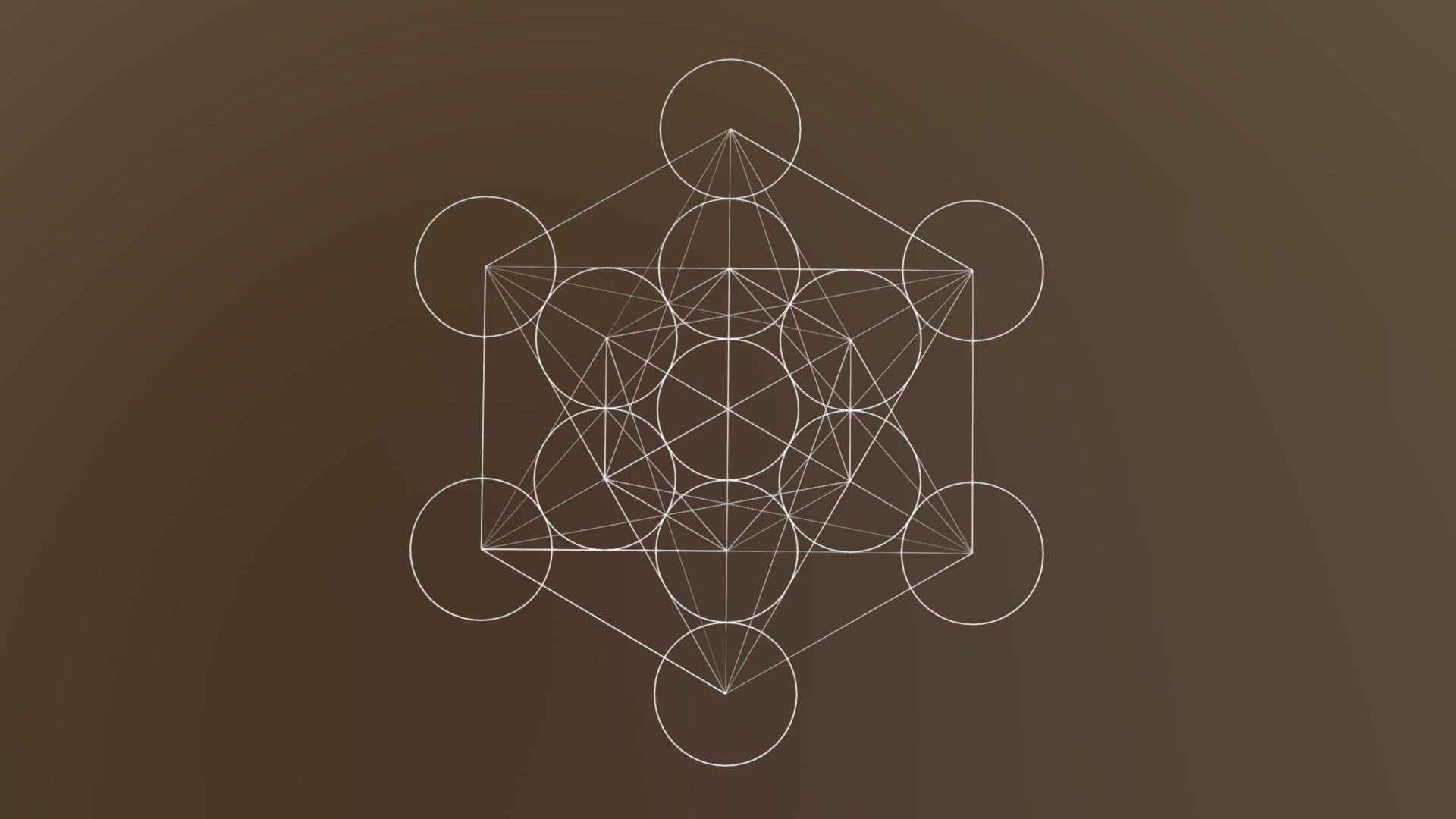 Metatron's Cube is the name given to a very complex two-dimensional geometric figure made from 13 circles of the same size, with lines extending from the center of every circle to the center of all the other twelve circles 3d model