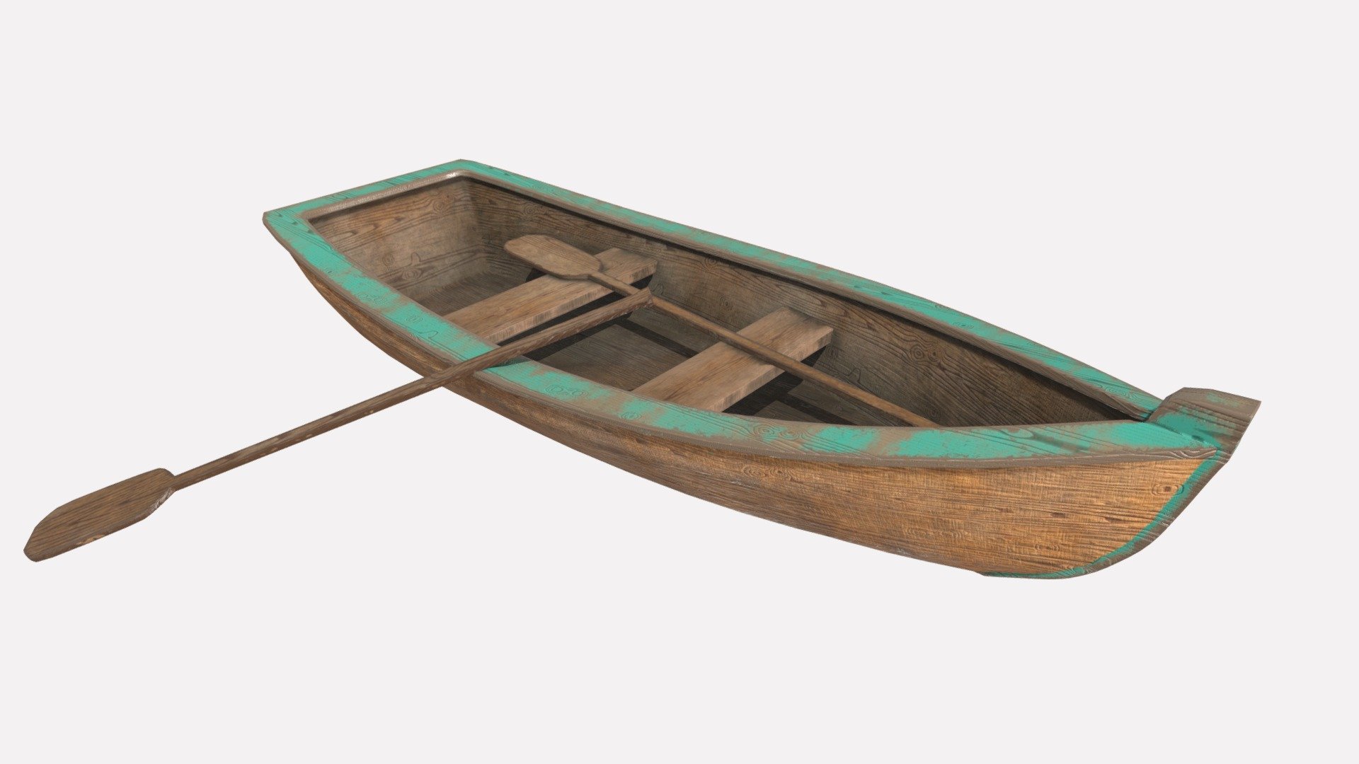 A low-poly row boat that I created for my class in environment design 3d model