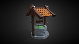 Stylized Well well, dirty, old, substancepainter, substance, asset, game, stone, wood