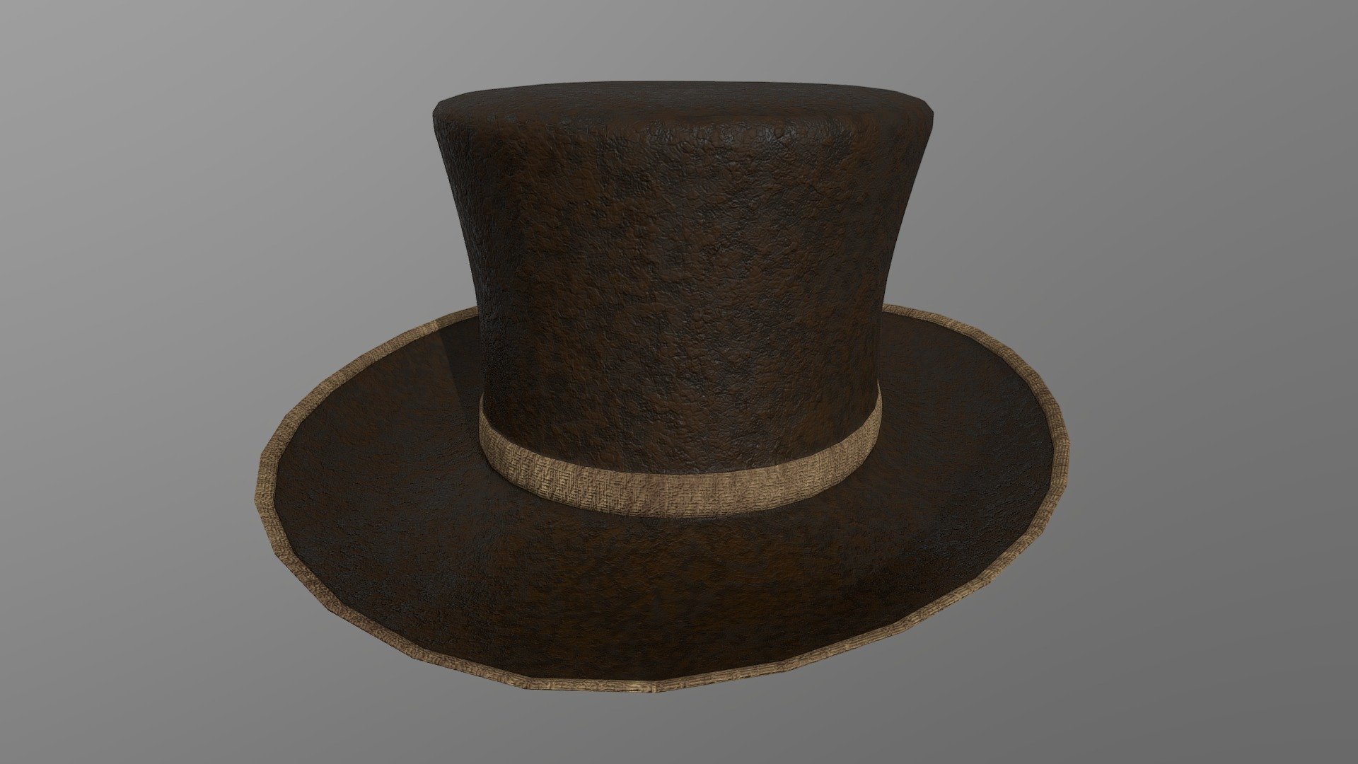 Top Hat (Brown)
Bring your 3D model of a Top Hat to life with this low-poly design. Perfect for use in games, animations, VR, AR, and more, this model is optimized for performance and still retains a high level of detail.


Features



Low poly design with 2,129 vertices

4,240 edges

2,112 faces (polygons)

4,224 tris

2k PBR Textures and materials

File formats included: .obj, .fbx, .dae


Tools Used
This Top Hat 3D model was created using Blender 3.3.1, a popular and versatile 3D creation software.


Availability
This low-poly Top Hat 3D model is ready for use and available for purchase. Bring your project to the next level with this high-quality and optimized model 3d model