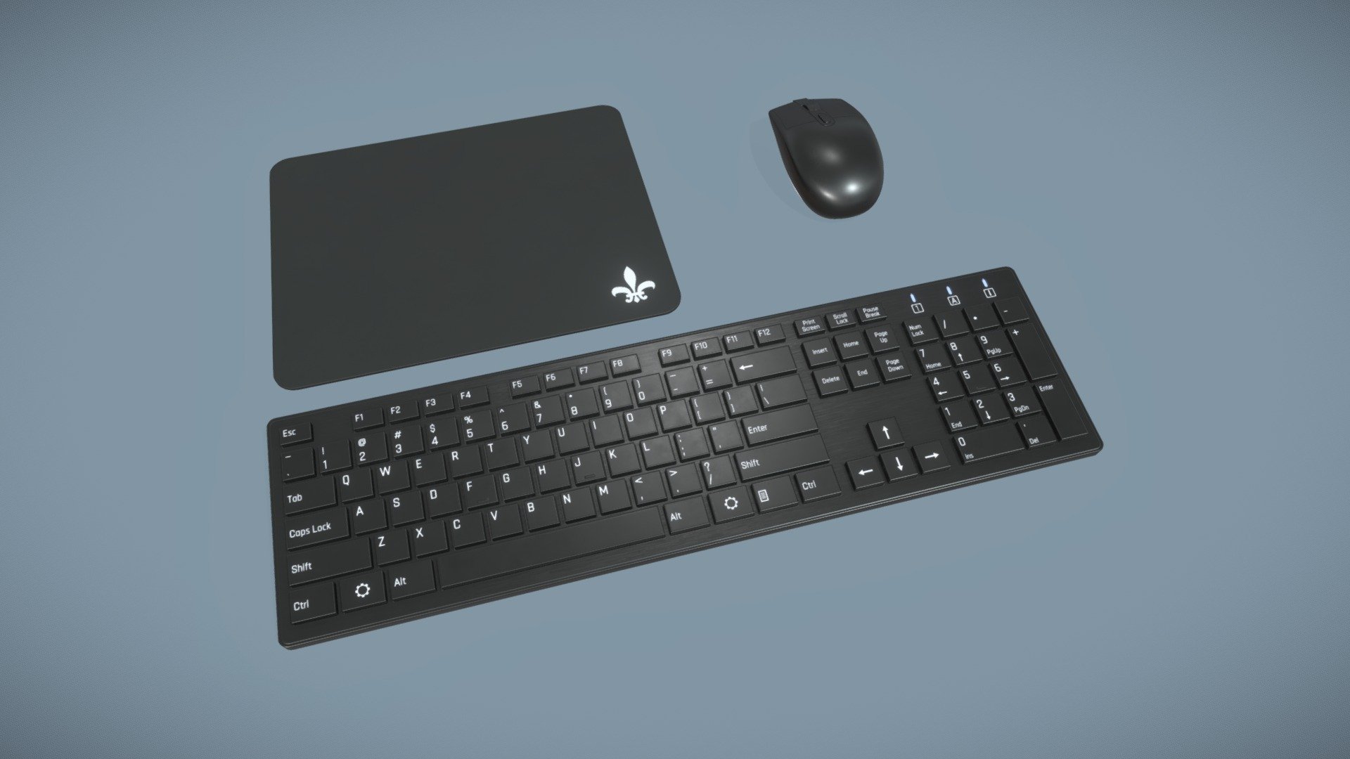 Game ready low-poly Computer Mouse and Keyboard models with PBR textures for game engines/renderers.

This product is intended for game/real time/background use. This model is not intended for subdivision.

Features:




Geometry is triangulated to ensure best shading

All materials and objects named appropriately

Scaled to approximate real world size

Polycount: 4579 tris, 2705 vertices

No special plugins needed

.obj and .fbx versions exported from Blender 2.83

Textures:




Texture resolution: 4096x4096

Texture formats: PNG

General PBR Metallic/Roughness  textures: BaseColor, Metallic, Roughness, Normal(DirectX), Normal(OpenGL), AO, Emission

Unity textures: Albedo, MetallicSmoothness, Normal(OpenGL), AO, Emission

Unreal Engine 4 textures: BaseColor, OcclusionRoughnessMetallic, Normal(DirectX), Emission

PBR Specular/Glossiness textures: Diffuse, Specular, Glossiness, Normal(DirectX), Normal(OpenGL), AO, Emission
 - Computer Mouse and Keyboard - Buy Royalty Free 3D model by AshMesh 3d model