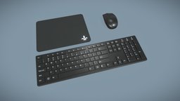 Computer Mouse and Keyboard office, modern, computer, mouse, set, pc, laptop, unreal, desktop, equipment, pad, realistic, game-ready, peripheral, unity, low-poly, pbr, interior, black, keyboard