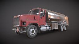 Classic Fuel Truck wheel, truck, gas, cistern, tanker, heavy, transport, petrol, classic, fuel, old, tank, lorry, vehicle, pbr, lowpoly, car, industrial, gameready