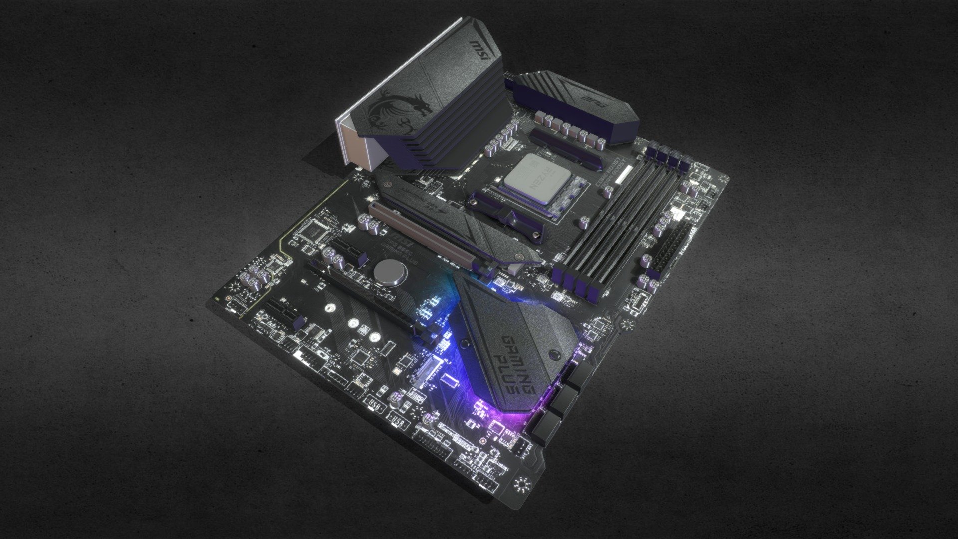 MSI MPG B550 Gaming Plus motherboard with AMD Ryzen 9 5950X processor

Software: Blender - Motherboard MSI MPG B550 Gaming Plus - 3D model by NULL_SIL (@null-sil) 3d model