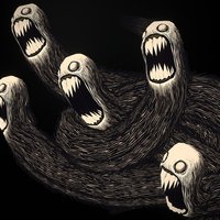 Monster Eels pencil, teeth, creepy, nightmare, sketch, drawn, illustration, fan-art, hairy, turen-igennem-midnatsskoven, john-kenn-mortensen, creature, monster