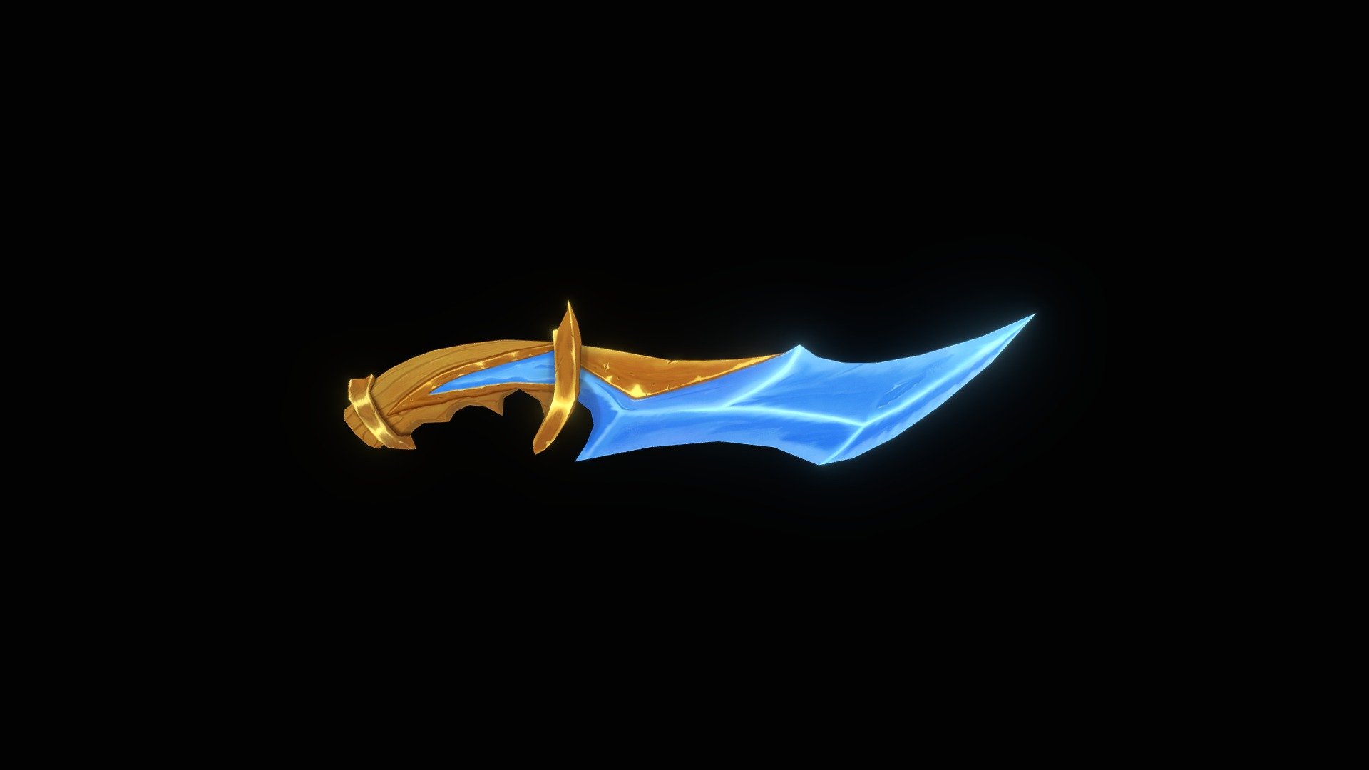Did this stylized Dagger for practicing stylized painting! I found the main concept online, though the color theme was diffrent. 
I used Blender for Modeling, 3DCoat and Photoshop for texturing painting 3d model