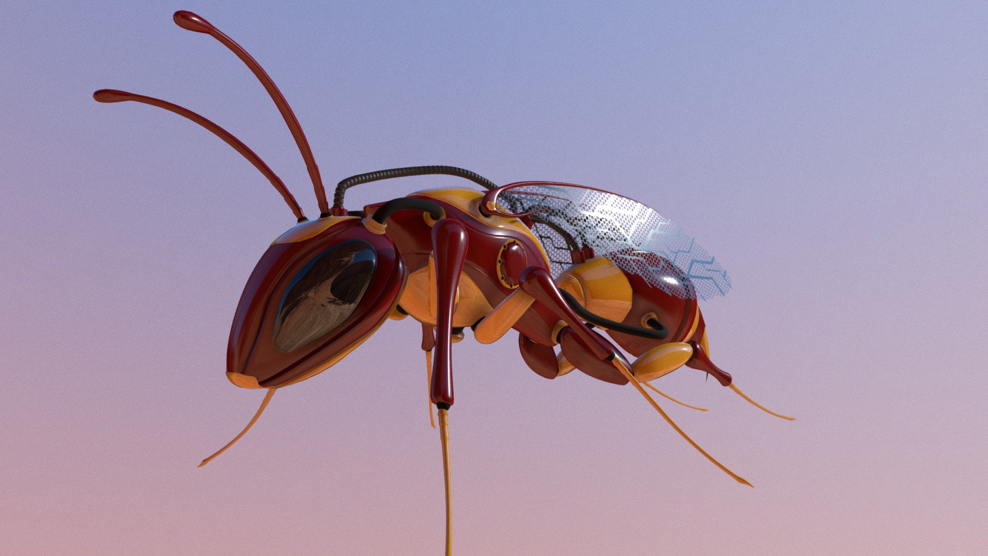 Robotic Wasp v2 - 3D model by Lee Dabrowski (@trickster42) 3d model