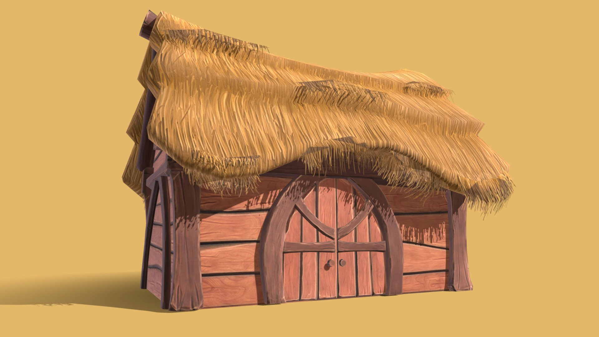 A mediecal village barn building stylized. Process hipoly zbrush -&gt; textures bake -&gt; retopology - Village Barn - 3D model by DIStudios (@distudios_) 3d model