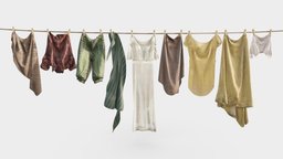 Hanging Clothes (Medieval Laundry) shirt, hanging, scarf, medieval, clothes, pants, skirt, rope, laundry, clothesline, clothespins