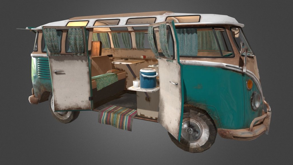 Volkswagen's Samba Bus (1966) - Camping Bus - 3D model by Nadia Ribitis (@ribitis) 3d model