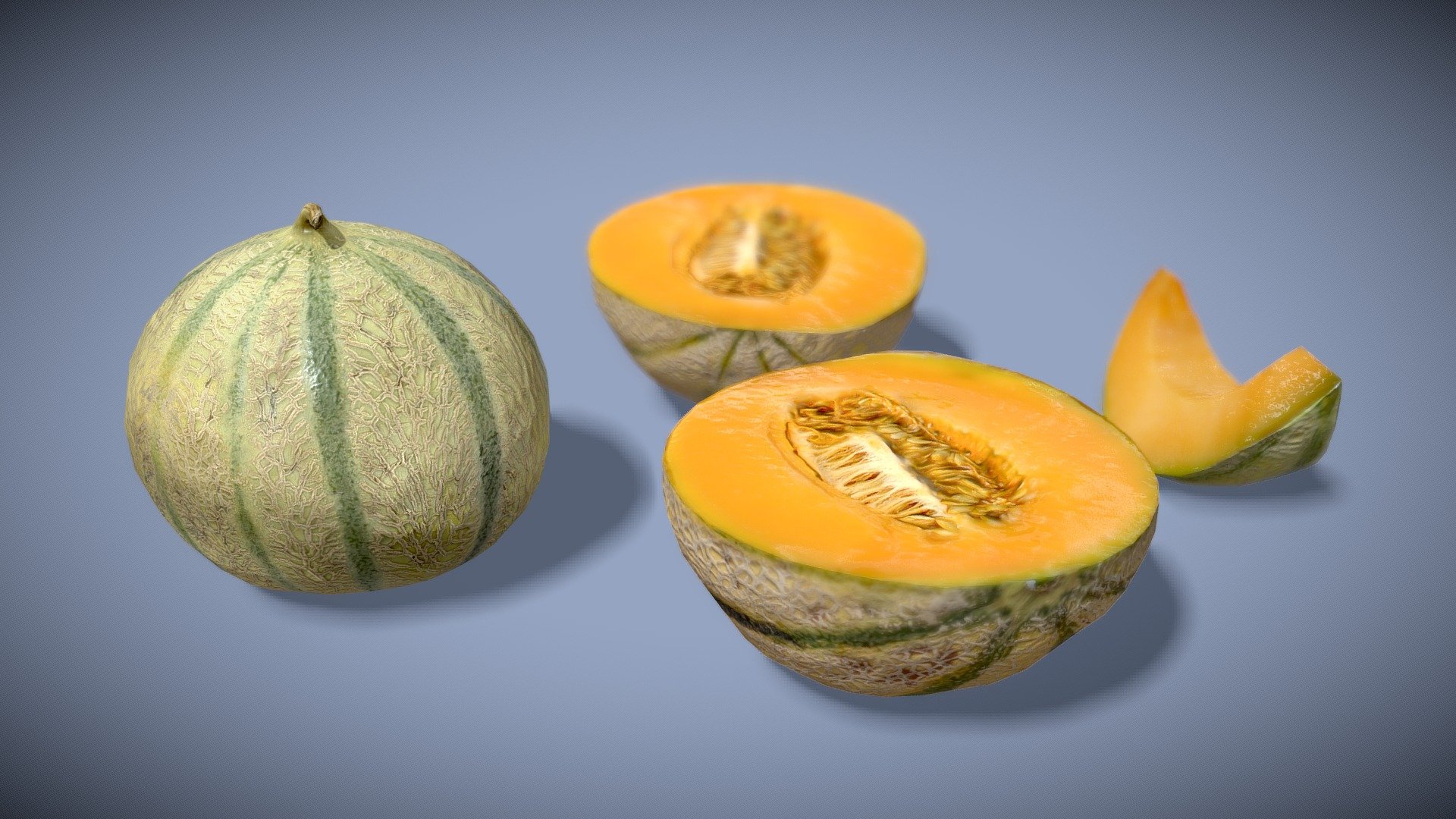 This contains 4 differents scans of melons with 3 materials and 2048px textures


1 melon - Triangles: 920  - Vertices: 462  (basecolor/roughness/normal map)
1 melon slice -  Triangles: 576 -  Vertices: 290 (basecolor/roughness/normal map/translucent/scattering)
2 halfs melon -  Triangles: 632 x 2 - Vertices: 318 x 2  (basecolor/roughness/normal map/scattering)

Please download the additionnal zip file



Made with Metashape, Blender, Materialize and Subtance painter


If you have any questions, do not hesitate to contact me.

 
 

 - Pack of melons - Buy Royalty Free 3D model by Zacxophone 3d model