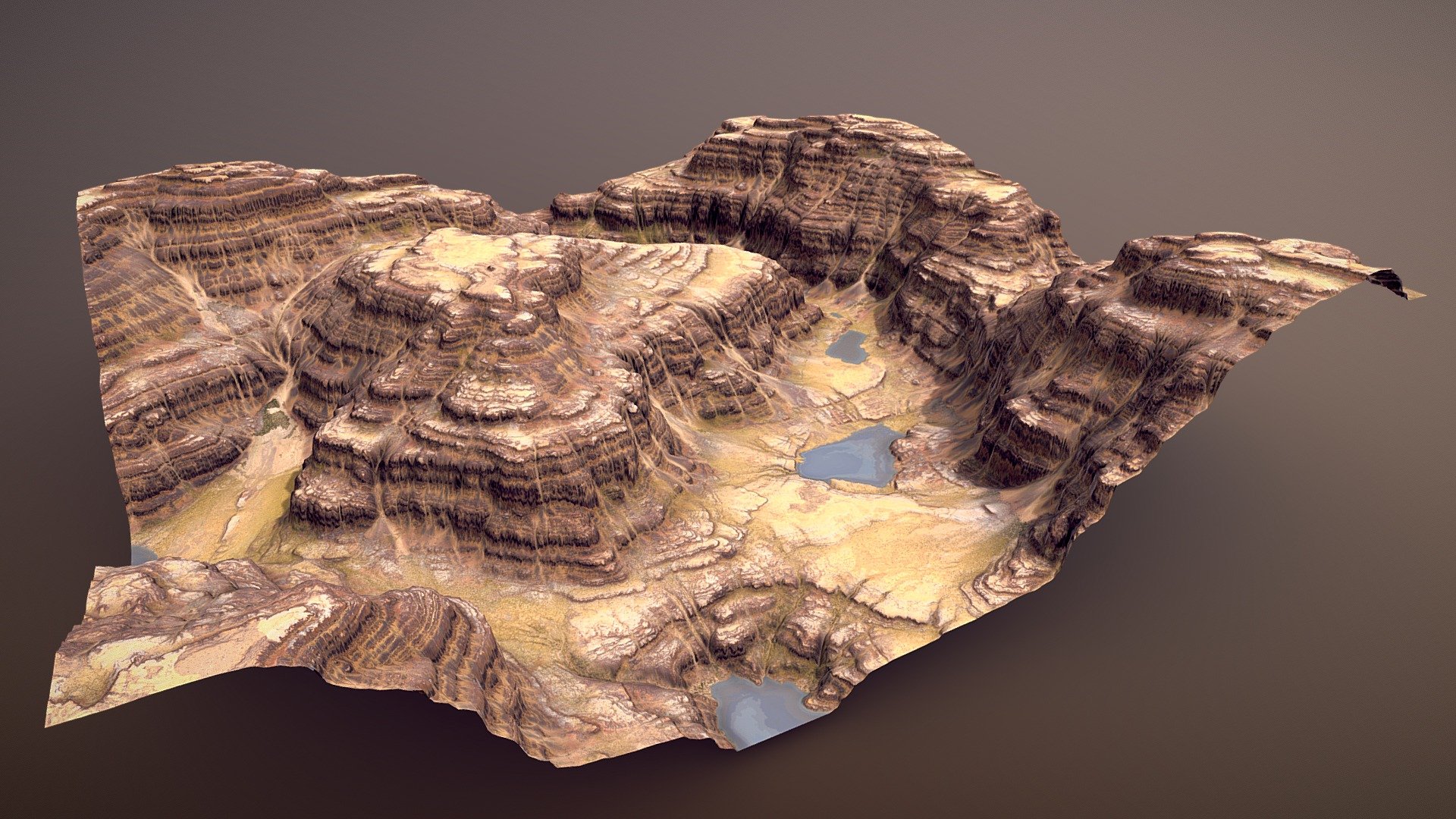 One more canyon piece for the win! Made with Gaea and Substance Painter - Dotted Lake Canyon - Buy Royalty Free 3D model by taber.noble 3d model