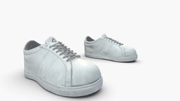 Casual White Sneakers white, flat, fashion, up, sports, shoes, casual, lace, sneakers, pbr, low, poly, female, male