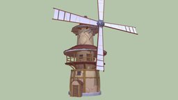 Stylized Windmill cute, rustic, windmill, stylized, fantasy