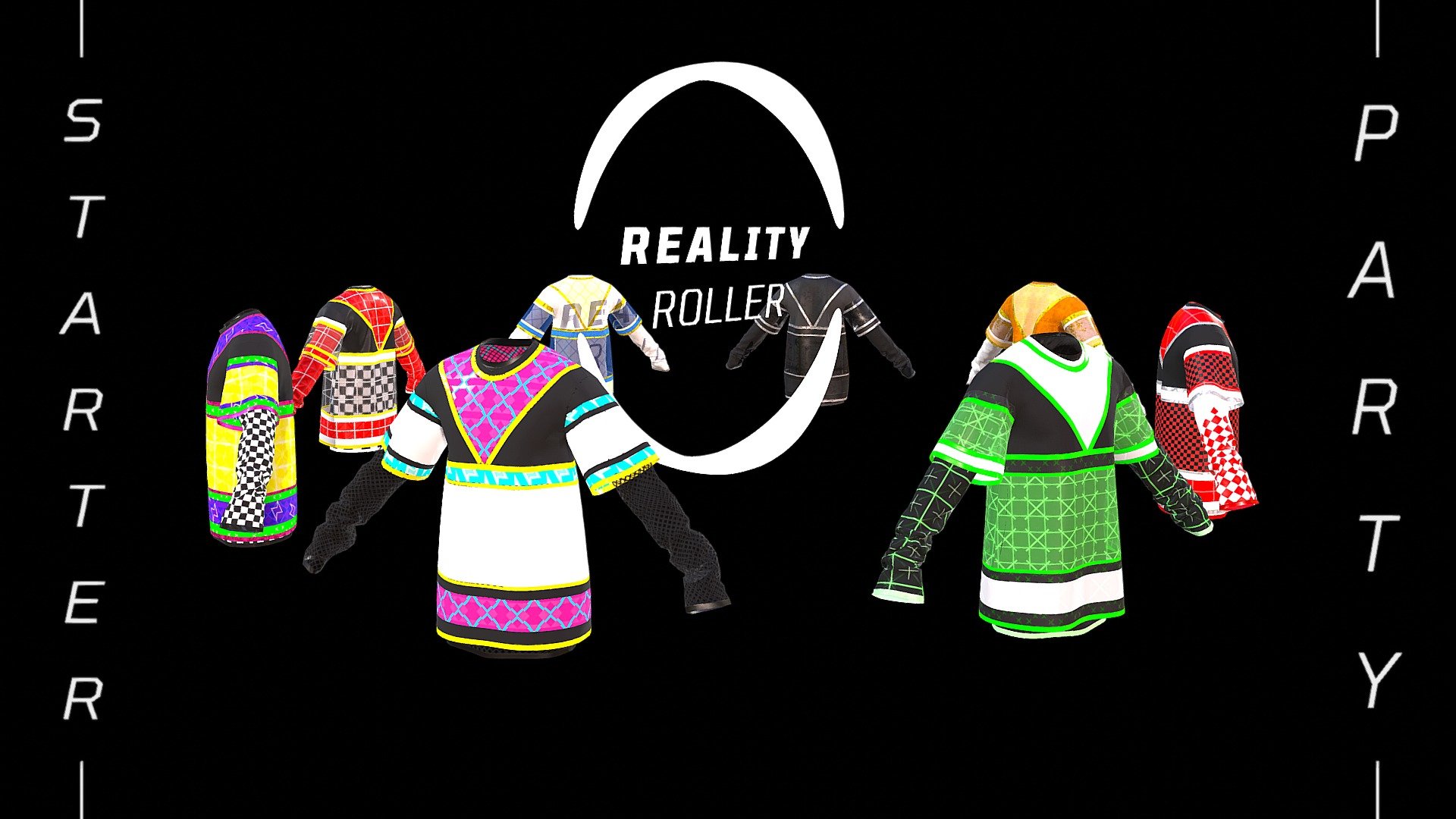 / / REALITY ROLLER - Digital Fashion / /
8 bold styles for party hopping and reality rolling - colors so loud screen calibrations will be doubted, and prints that say you always know where the party's at, cause you bring it wherever you go (A-YOO!)

-

Original Designs, Easy to use as is, as separate garments, mixed and matched or combined with my other outfits - 

-

All 8 shirt designs, HQ Texture packs (2048 + 4096 res) + OBJ + glTF High Mid and Low poly Shirt models shown here + Marvelous Designer / Clo3d files available now on my ArtStation store!

-

Shown here: High, Mid &amp; Low Poly meshes with and without Fabric Thickness (visible with wireframe overlay) / PBR Textures in 2048 resolution-


Diffuse
Metallic
Roughness
Normal
Opacity

-Original Design, inspired by scifi, raver, skater, cyberpunk, hiphop, luxury, the 90s styles and roller skating rinks- - Party Starter - Layered TShirts - Available now! - 3D model by RealityRoller 3d model
