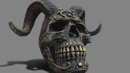 Skull Diablo skeleton, diablo, devil, death, bone, statue, head, skull, fantasy, horror, evil