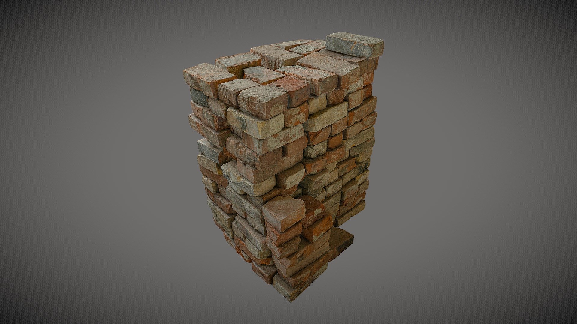 Stack of bricks.

Model 3D created in RC from 109 images (sony a6000)

Download version:

FBX Triangles: 100 K Textures: 1x8192x8192u1v1 jpg + normal

FBX Triangles: 1 mln Textures: 2x8192x8192u1v1 jpg + normal

All normal maps generated from 3D model with 25 mln triangles.

If you need re-exporting or are interested in source images, please email me.

If you like my work leave a like or comment and follow me for more! Thanks :) - Stack of bricks - Buy Royalty Free 3D model by archiwum_xyz 3d model