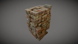 Stack of bricks exterior, 3d-scan, prop, vintage, pile, dirty, waste, mason, props, rubble, old, stack, masonry, stacked, brickwork, bricklayer, leftover, photoscan, realitycapture, architecture, photogrammetry, game, gameasset, house, home, building, construction, material, wall, rubble-pile, brick-pile