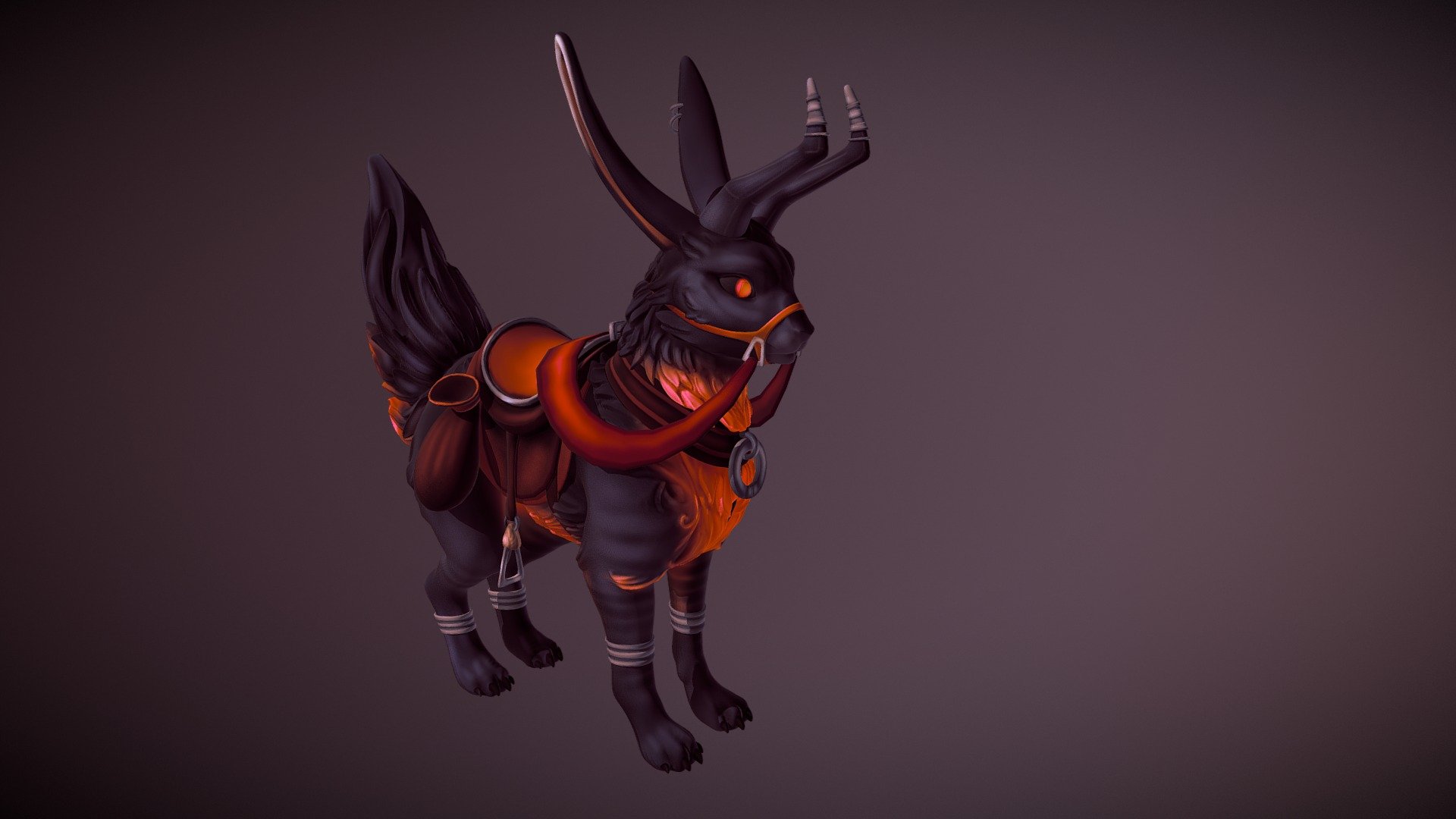 Worked on this for about 24 hours, replicating a creature design (the Jackalope) created by Sarah Gil (original design can be viewed here).

Worked almost solely in zBrush, but made a few visits to Cinema to make some of the items that were supposed to be stringed up in thin air (for example the handlers). I also polypainted it in zBrush, aiming for a handpainted look.

Hope you like! - Jackalope - 3D model by Frisk (@magsve) 3d model