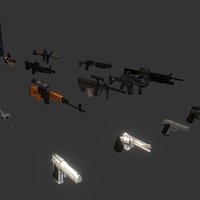 Low-poly Mobile Weapons rifle, pistol, web, rpg7, m60, low-poly-art, weapon-3dmodel, weapon, low-poly, game, weapons, lowpoly, gameart, low, poly, shotgun