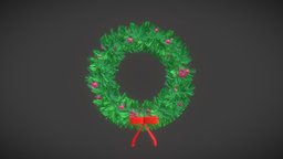 Christmas Wreath hanging, wreath, christmas, festival, holiday, decor, garland, low-poly, 3d, lowpoly, model, home, cinema4d, decoration, door