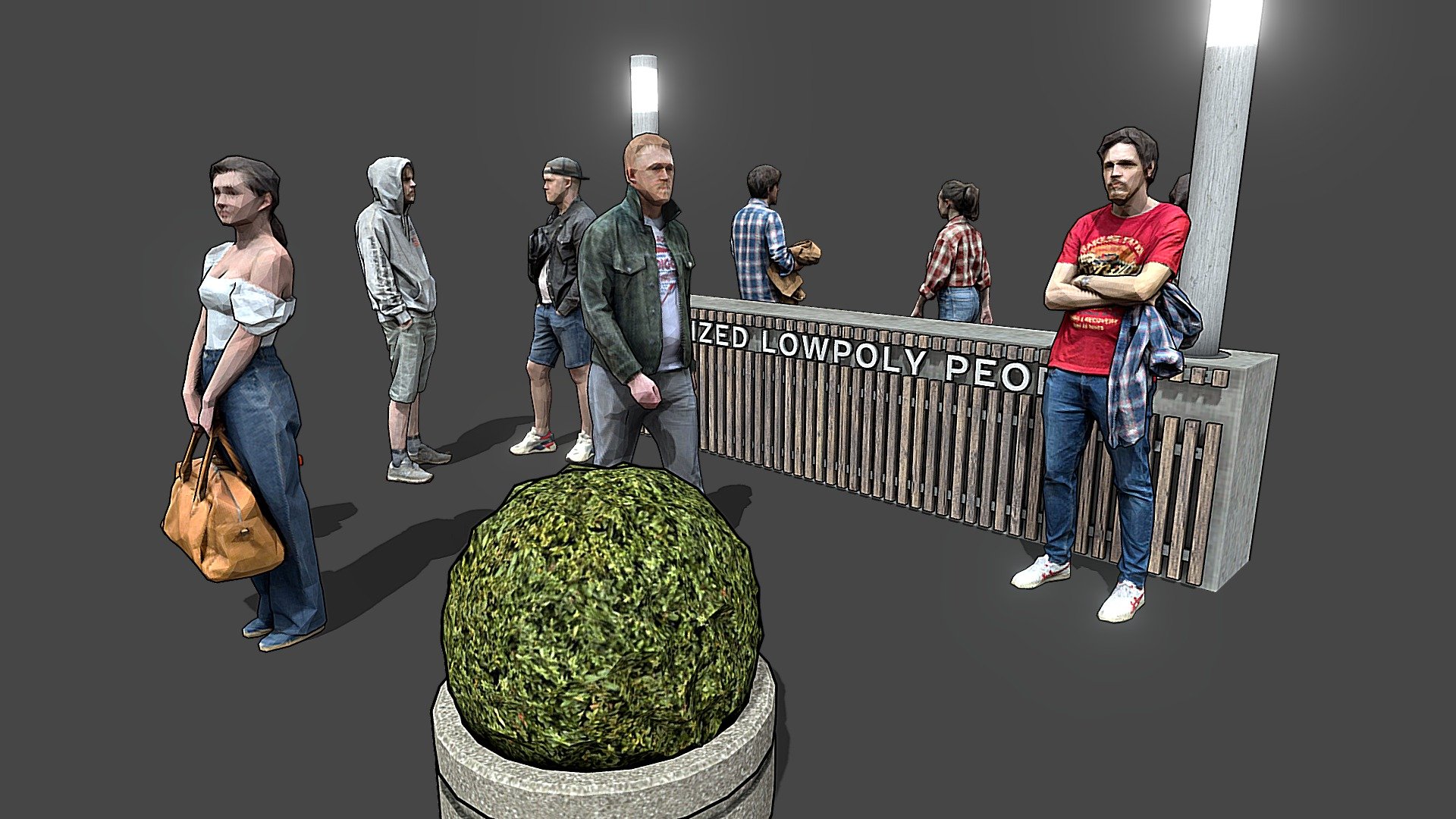 Stylized Lowpoly People Casual Pack 3d model ready for Virtual Reality (VR), Augmented Reality (AR), games and other real-time apps. 


Contains 8 lowpoly stylized casual characters models. 


3000 polygons per model (if you use the border otline the polycount is doubled). Suitable for the architectural visualization and another graphical projects 3d model
