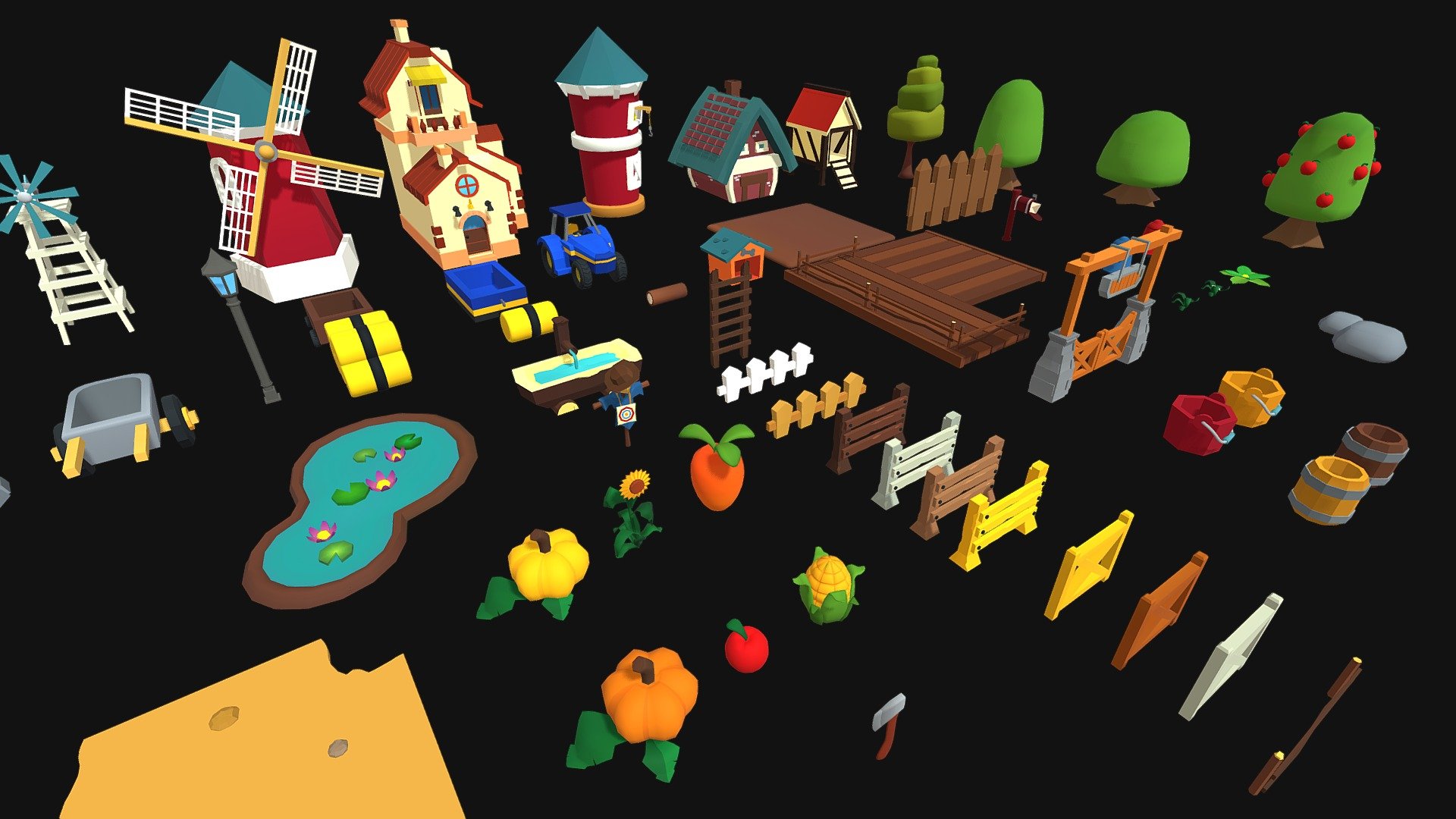 This pack is a collection of 67 unique low poly prefabs to easily create your top quality farm game. All prefabs are ready to put in scene and created with one texture for better performance! - Farm Pack Low Poly 3D - 3D model by Magic2pow 3d model