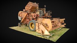 Old rusty combine harvester