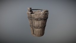(PBR) Old Medieval Bucket well, bucket, rust, medieval, dirty, water, old, substancepainter, substance, wood