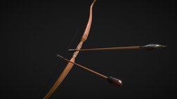 Longbow and Arrow (Rigged/GameReady) arrow, grenade, wooden, bow, primitive, archery, recurve, archer, metal, weaponry, longbow, arrows, projectile, gamereadyasset, ranged-weapon, weapon, blender, lowpoly, gameasset, rigged