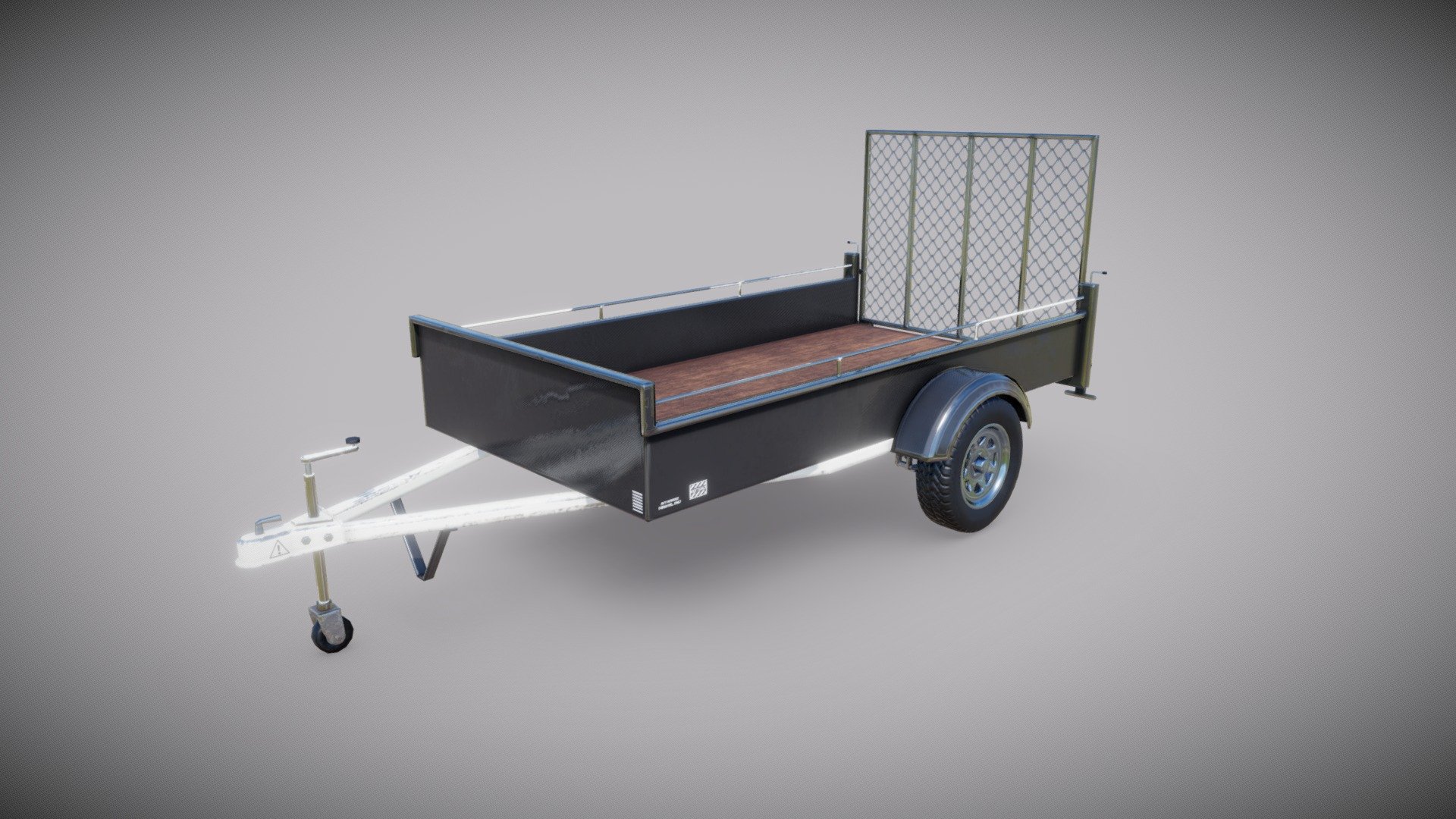 Small two wheel car  trailer. 
Model and baking made in Blender.
Textured in Substance Painter 3d model