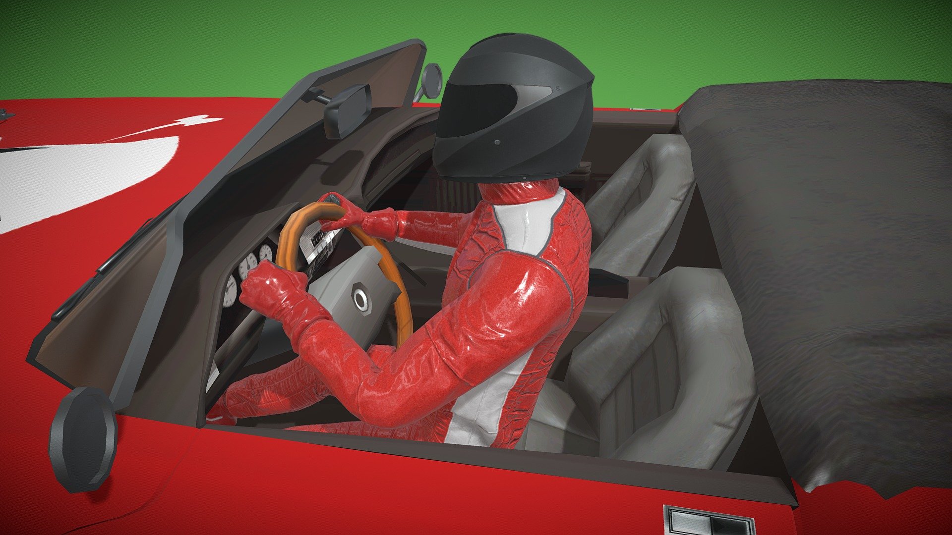 A red sports car being driven by a race car driver as it moves around a race track, looped animation at 30 frames per second.

See this 3D model in action, and more models like it, in this collection of free augmented reality apps:

https://morpheusar.com/ - Animated Red Sports Car with Driver Loop - 3D model by LasquetiSpice 3d model