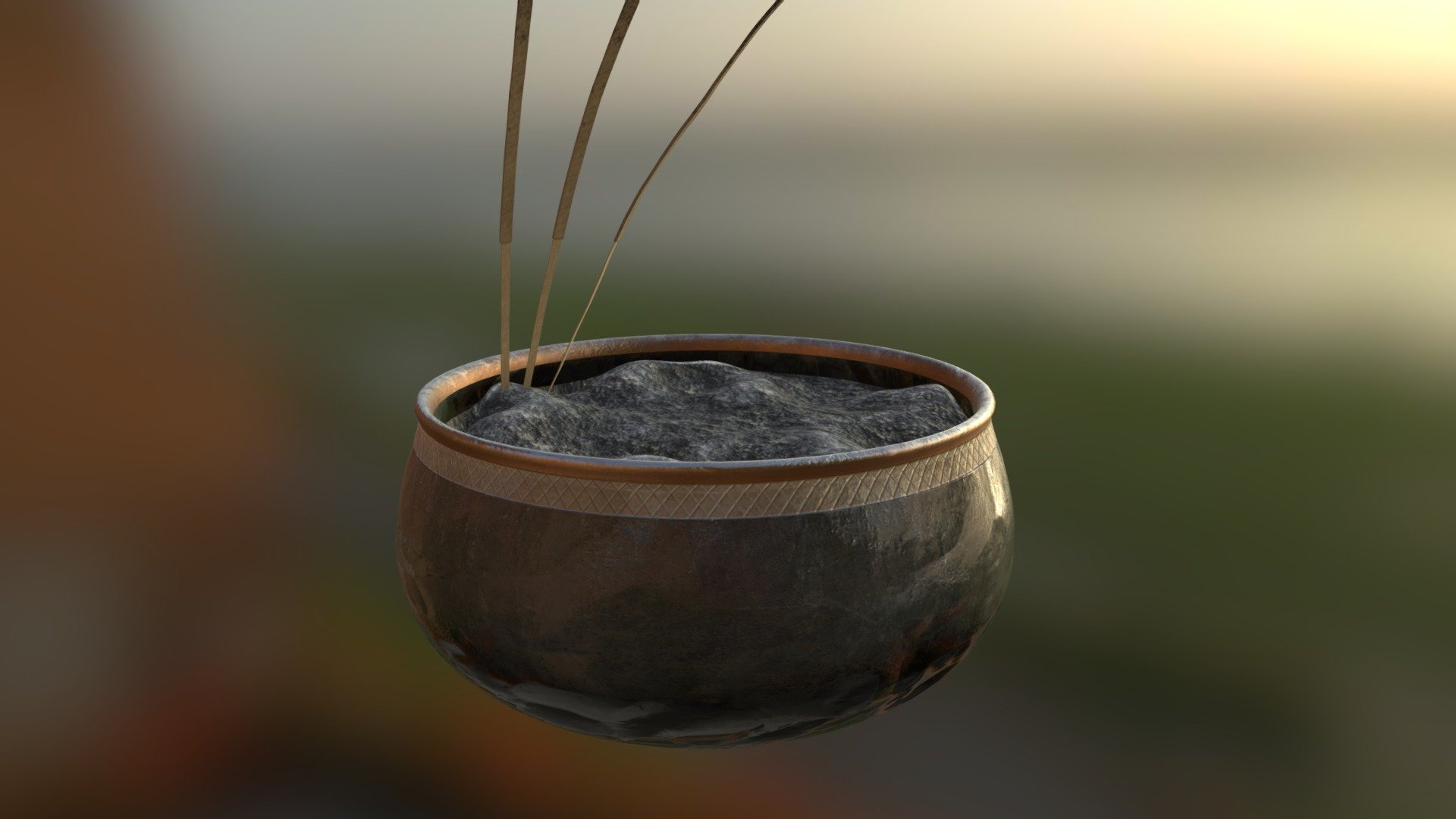 This is a prop for a Samurai's house - Incense Bowl - 3D model by Mitchell Barker (@Exogenetic) 3d model