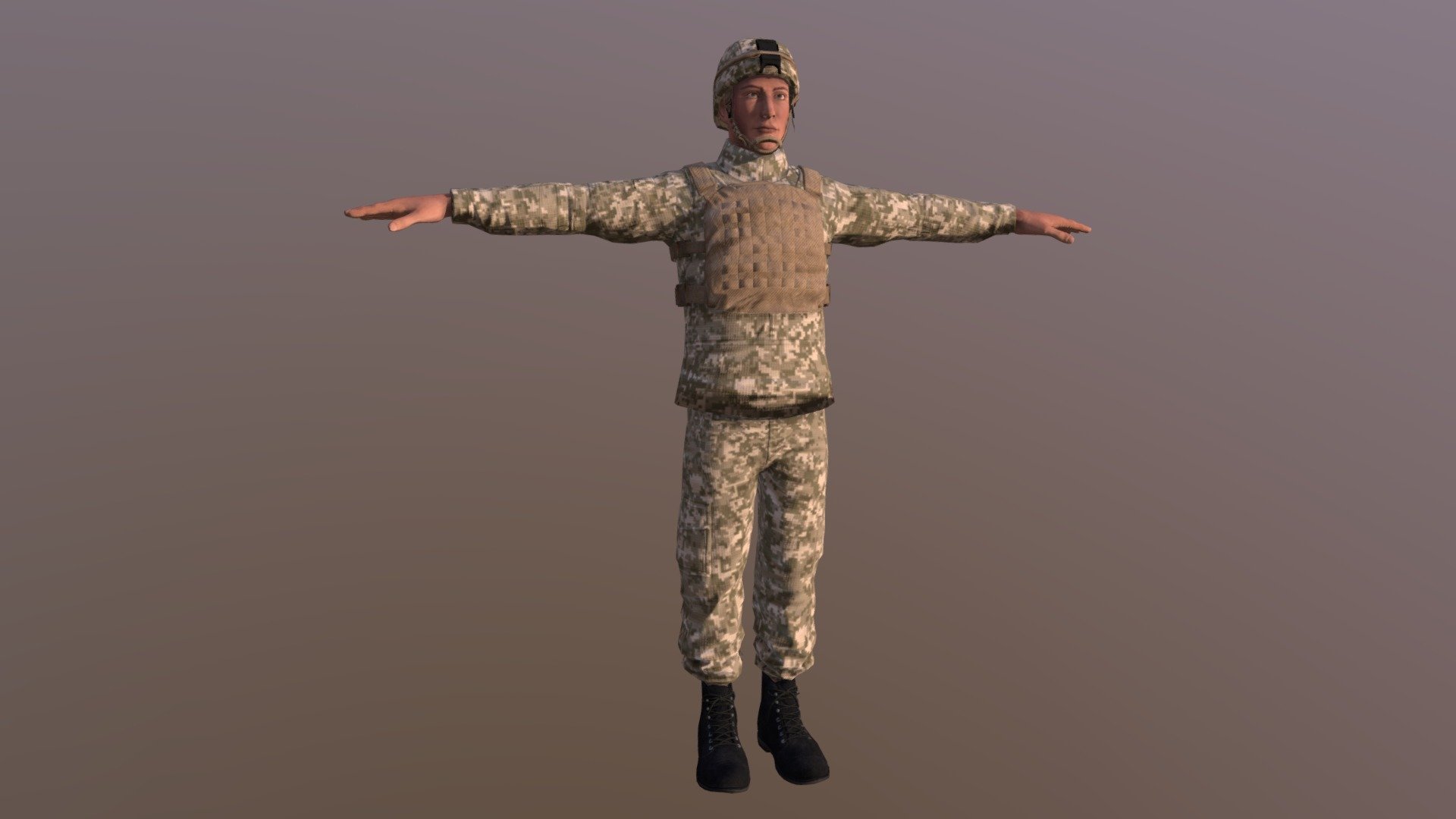 This is a Ukrainian Soldier equipped with the MM-14 camouflage. This model is free to download and can be used for whatever purpose 3d model