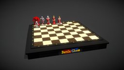 Battle Chess Full Set set, 3dprintable, board, checker, nostalgia, pawn, bishop, queen, rook, king, battle, printable, game, 3d, chess, video, knight