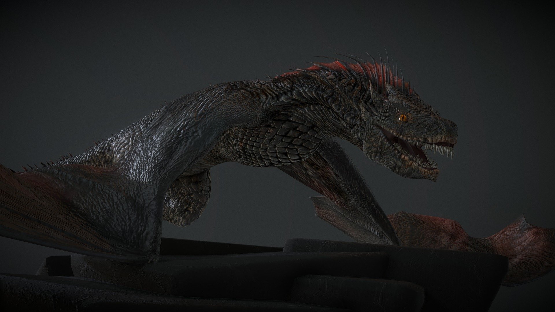 Drogon 
Based and inspired by  the  dragon from Game of thrones.  

i recommend full screen

3dsmax
zbrush
sp2
ps

thx

*this model was not design for closeups, but a full frame or less.
there is  lowpoly aswell, - Drogon GoT - 3D model by almog3d 3d model