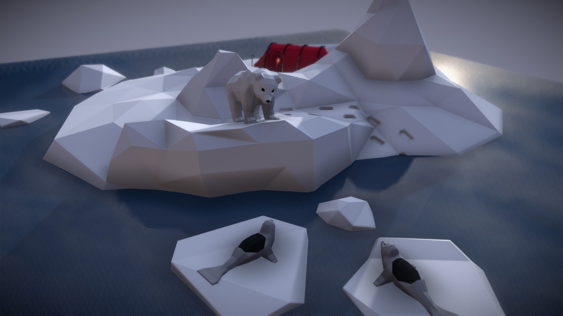 Made for the 3December Challenge. Day 3 - North Pole.

An ice bear and two seals in a staring contest. Guess the ice bear will give up and will look through the remains of an old camp :D - 3December2018 Day3 - North Pole - 3D model by Fabian Ernst (@fernst) 3d model