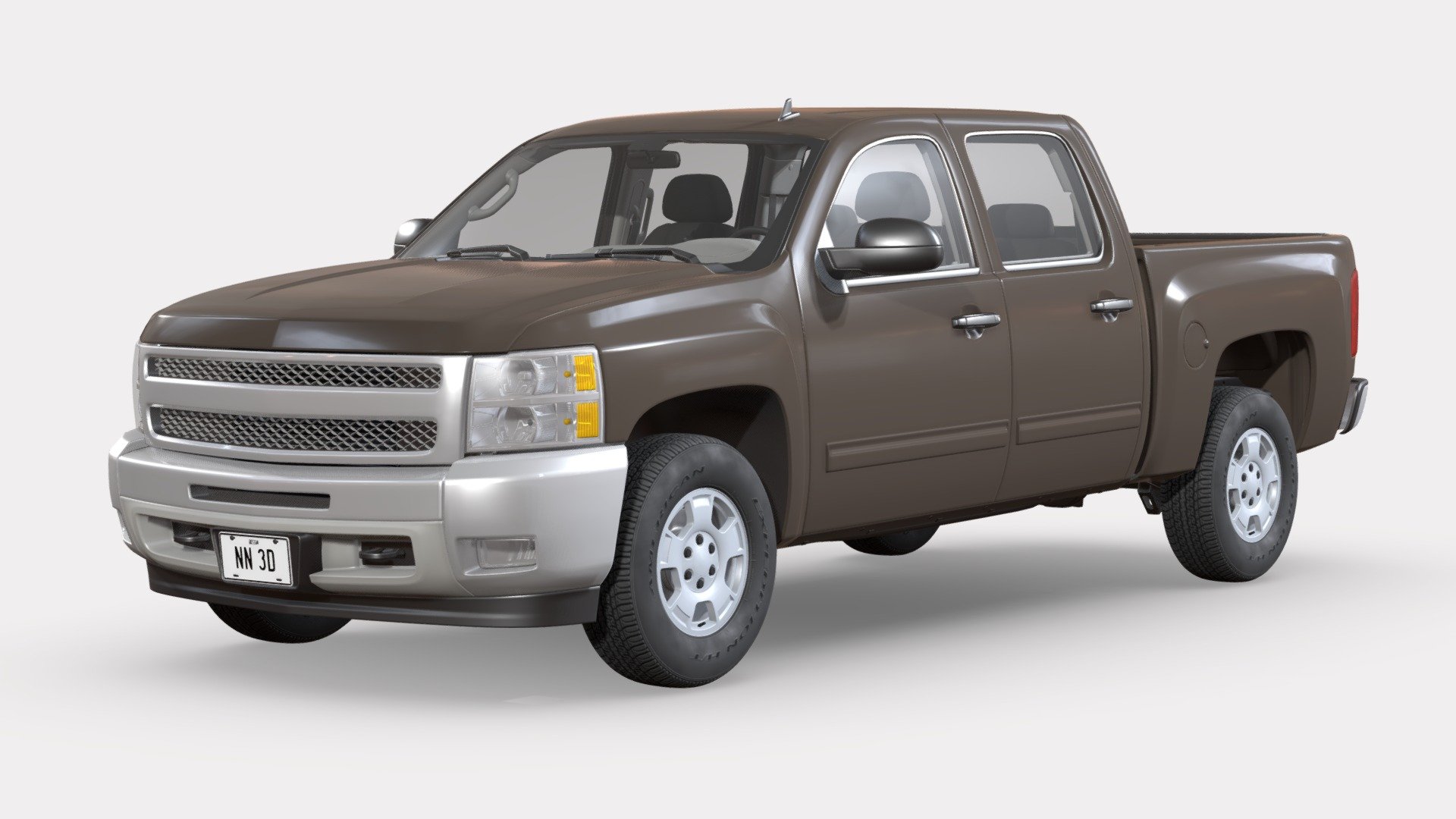 NN 3D store:

3D model of a crew cab pickup truck.

The truck's high detail exterior is great for close up renders, the cabin, chassis and drivetrain have been extensively detailed for close range shots.

The model was created with 3DS Max 2016 using the open subdivision modifier which has been left in the stack to adjust the level of detail.

There are also included HI and LO poly versions in Blender 2.9 format with textures.

Exchange files included: FBX, OBJ and 3DS, all with HI and LO subdivision versions.

The model has 178.000 polygons with subdivision level at 0 and 712.000 at level 1.

Renderer: V Ray and Cycles.

The model is fully textured and UV mapped with diffuse, bump, roughness and specular maps.

All materials and textures are included and mapped in all files, settings might have to be adjusted depending on the software you are using.

Textures are in JPG format with 4096x4096, 2048x2048, 1024x1024 and 512x512 resolution 3d model
