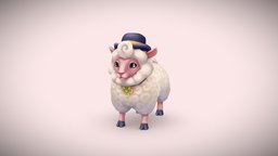 Sheep cute, handpaint, 3d-model, substancepainter, cartoon, blender, lowpoly, gameart, creature, stylized