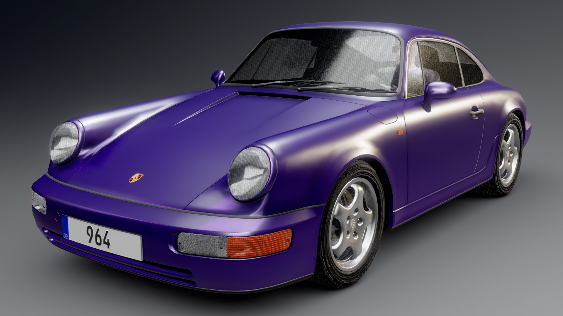 Get your sunglasses and late 80's, early 90's tapes ready.
This is the Porsche 911 964 carrera 2, or atleast something close to it, wanted to use the carrera badge cause the 911 badge on the 964 looks god awful 3d model