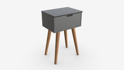 Nightstand Mitra room, modern, frame, wooden, bedside, bedroom, side, apartment, night, furniture, table, metal, nightstand, contemporary, mitra, 3d, pbr, home, wood