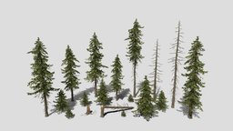 Fir tree, forest, foliage, nature, spruce, fir, low-poly, texture, pbr, lowpoly, low, gameasset, wood, material