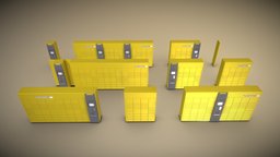 Packstation Low-Poly Set post, mailbox, yellow, locker, 3dhaupt, software-service-john-gmbh, packstation, pack-station, package-station