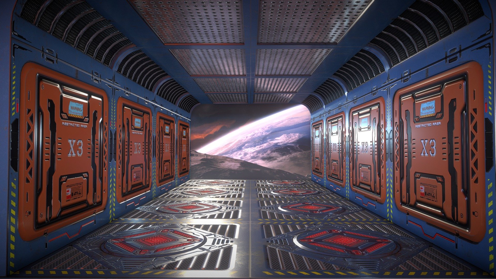 Sci fi corridor Blend file from Blender 2.8
Space texture from : https://wallpaperaccess.com/earth-from-space

I made this model a  time ago to practice pbr texture , I decided to share this with my friends on Sketchfab
all textures packed to the blend file and you can open the file in blender 2.8 ( free awesome 3d program )
i hope you like this and follow me because a lot of models are on the way for free

Music is my original music! https://payamtavakoli.bandcamp.com/music

My Artstation : https://www.artstation.com/payamtavakoli/albums/all

Follow me on instagram : https://www.instagram.com/payam.tavakoli/ - Sci Fi Spacestation Corridor - Download Free 3D model by Payam Tavakoli (@payamtavakoli) 3d model