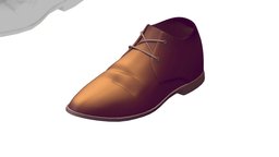 Cartoon High Poly Subdivision Brown Shoes