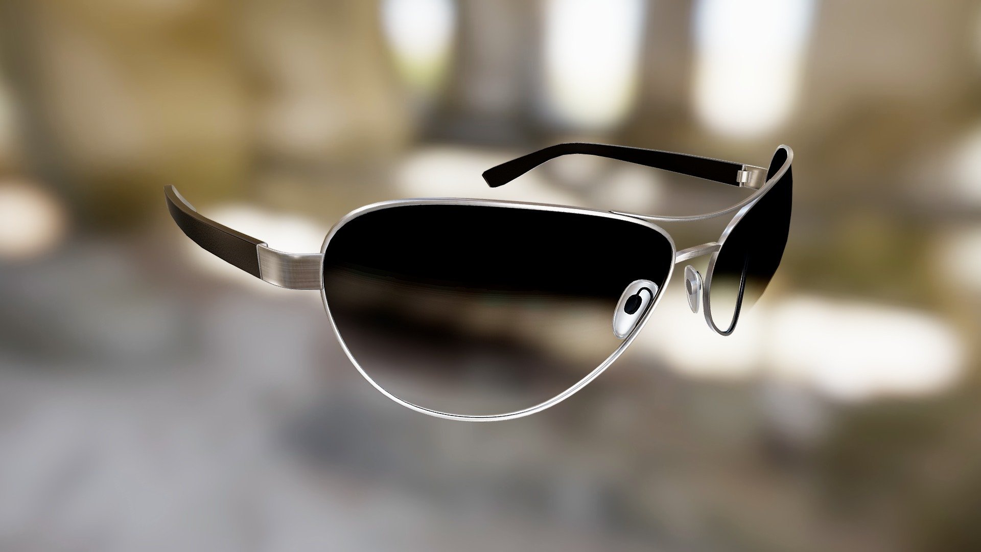 Wraparound Teardrop Sunglasses (Silver x Grey) - 3D model by VirTry Teams 3d model