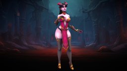 Stylized Fantasy Succubus horns, rpg, cute, demon, girls, mmo, rts, succubus, character, handpainted, girl, lowpoly, female, creature, stylized, fantasy, magic